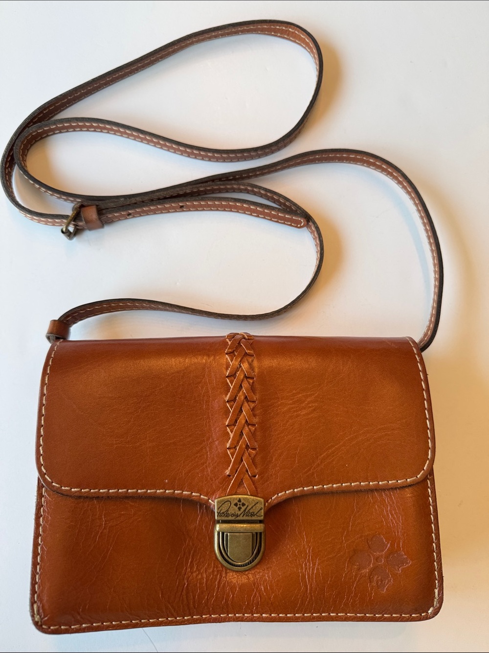 Patricia Nash Brown Braided-Trim Leather Crossbody Converts to Clutch
